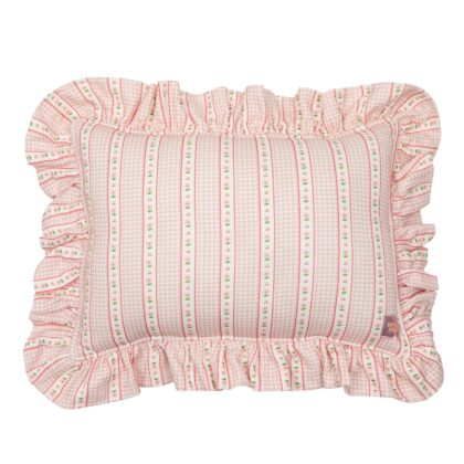 Muslin pillow with frill "Vintage style flowers"