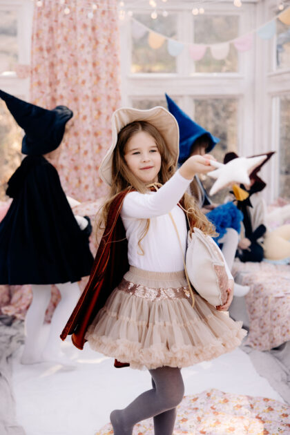 "PETTISKIRT SKIRT – SEQUINS Beige Composition: Waistband: 100% Polyester, Tulle: 100% Polyamide"