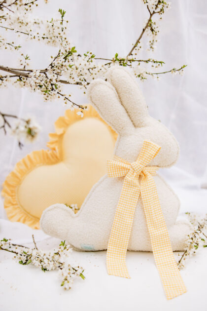 Easter bunny pillow "Yellow Bow"