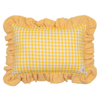 Cotton pillow with frill "Butter check"