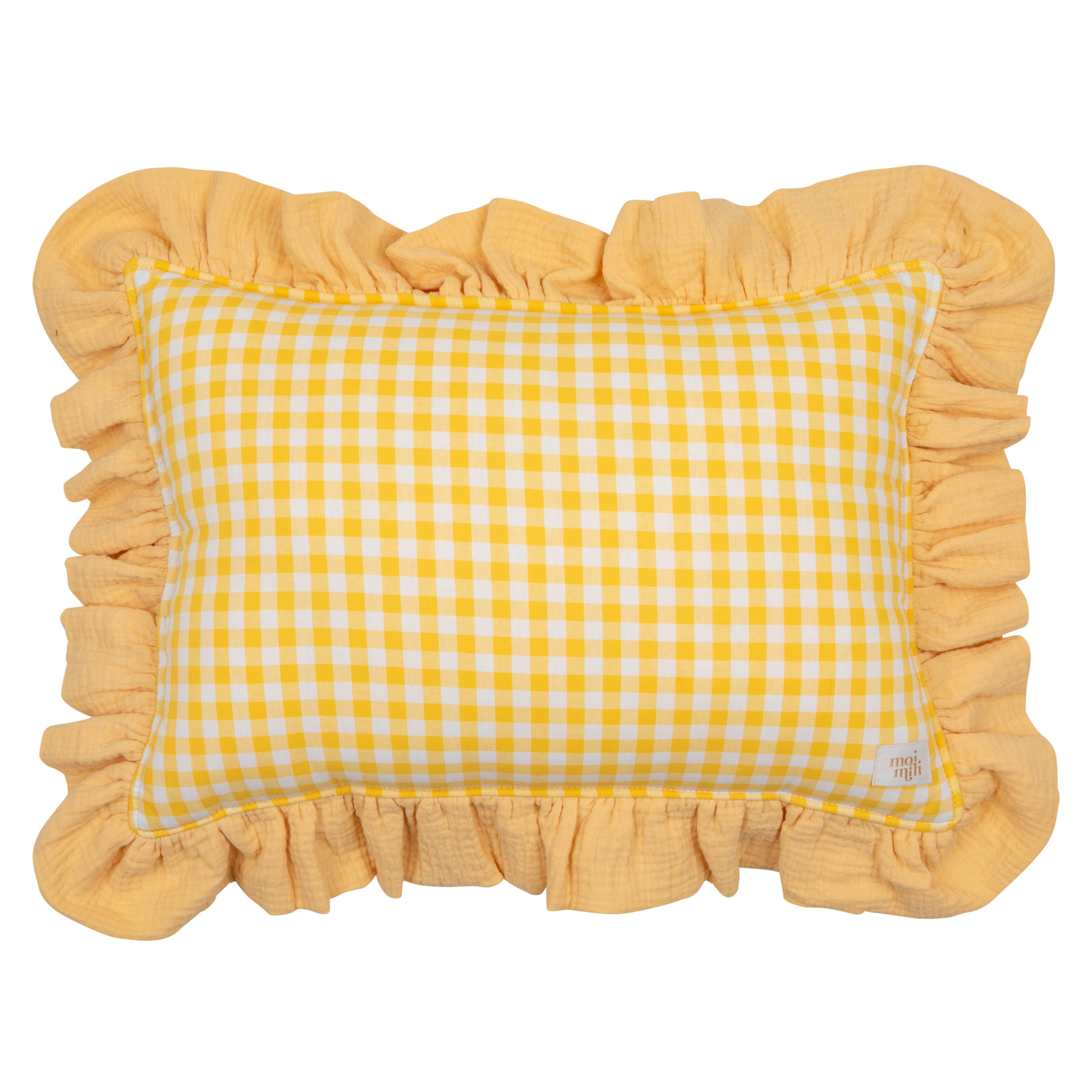 Cotton pillow with frill "Butter check"