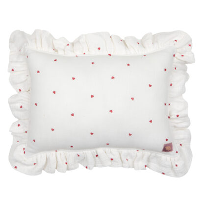 Muslin pillow with frill "Sweet Hearts"