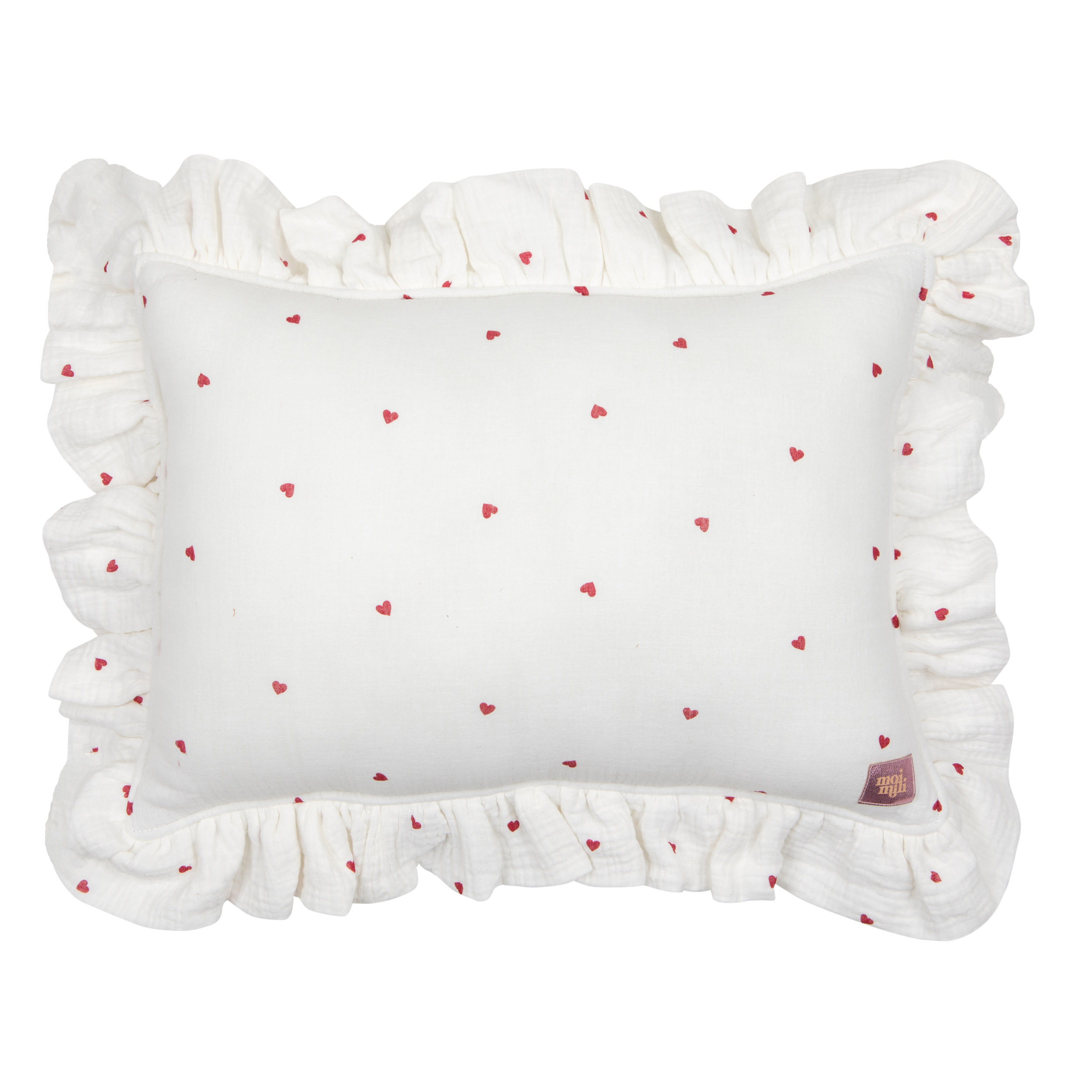 Muslin pillow with frill "Sweet Hearts"