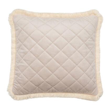 Quilted Velvet pillowcase with fringe "Cream"