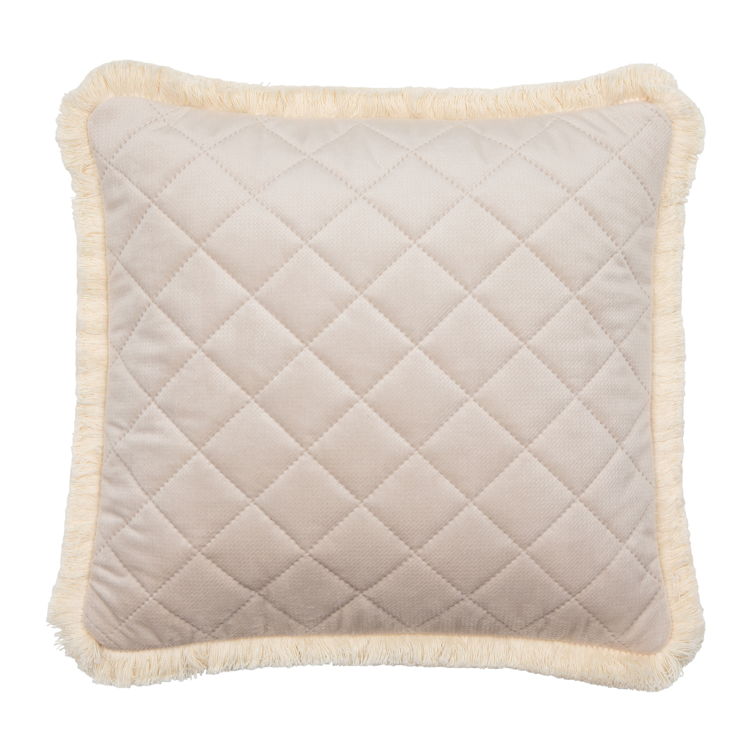Quilted Velvet pillowcase with fringe "Cream"