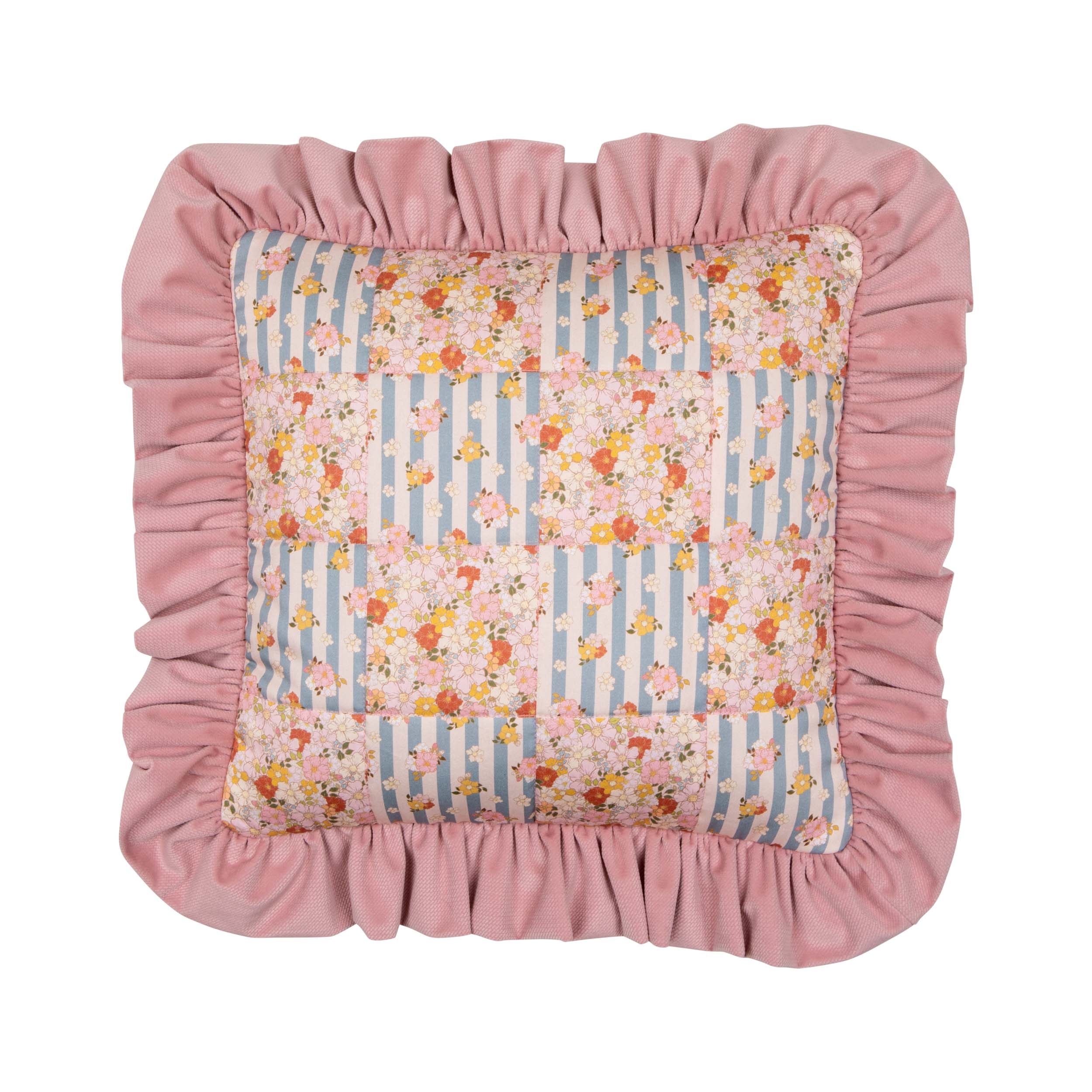 Quilted cushion cover with ruffle "Summer Garden"