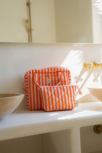 Makeup Bag set "Orange stripes"